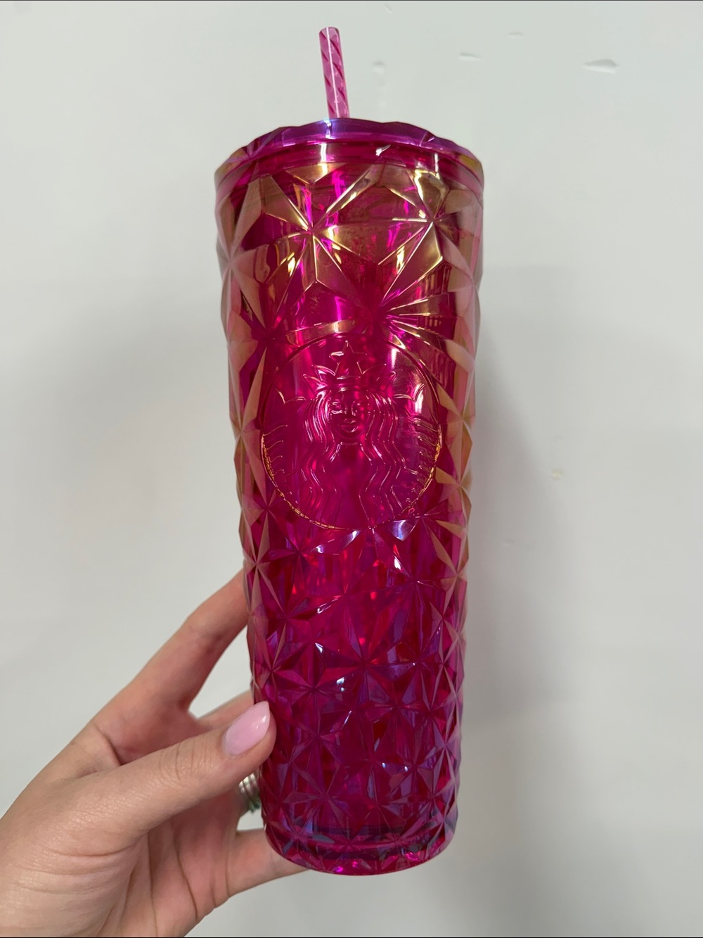 Starbucks Summer 2024 Pink Diamond Prism Cold Cup Tumbler 24floz